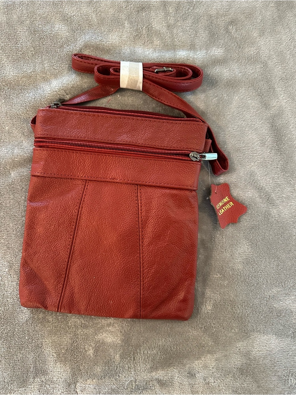 Genuine Leather Small Crossbody Bag Burgundy Red NWT